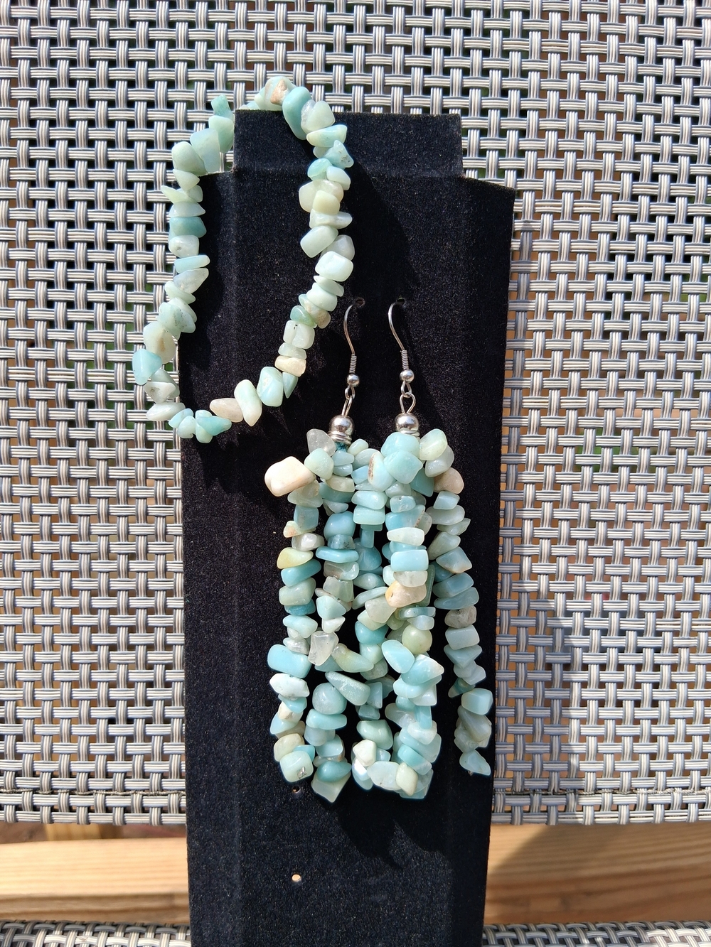 Handmade Amazonite Chip Bracelet and Tassel Earrings